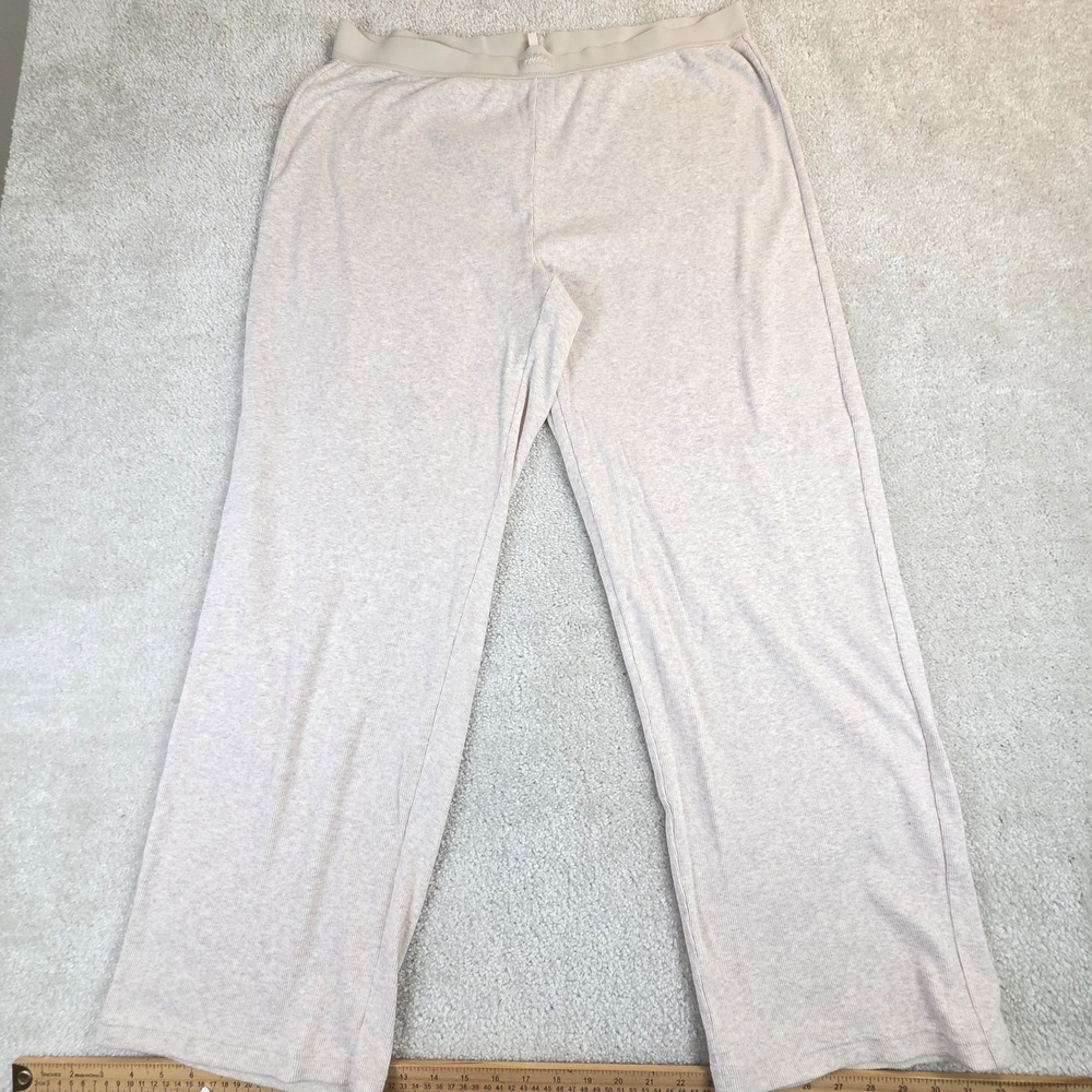 SKIMS Cotton Rib Pant Bone Beige Wide Leg Lounge Pants XL